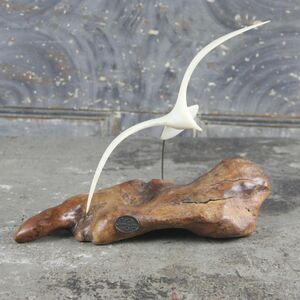 John Perry Seagull Sculpture on polished burlwood base, circa 1970s, vintage